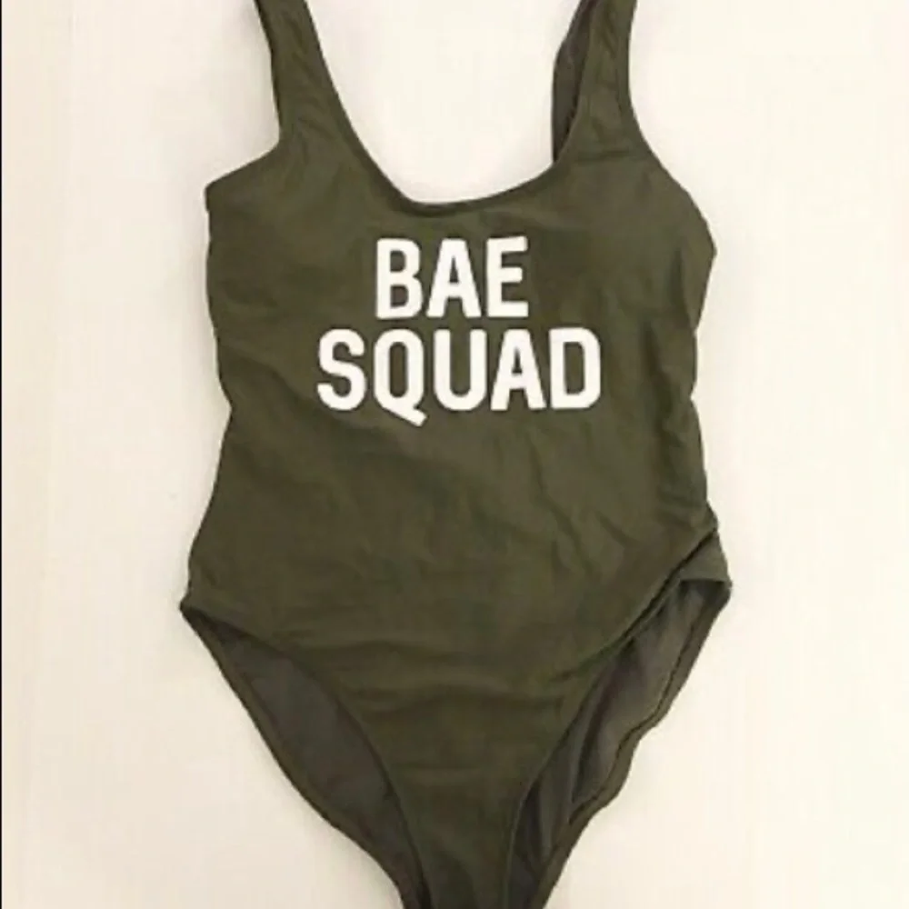 No Boundaries/ Olive Green “Bae Squad” One Piece Swimsuit / JR L 11-13/